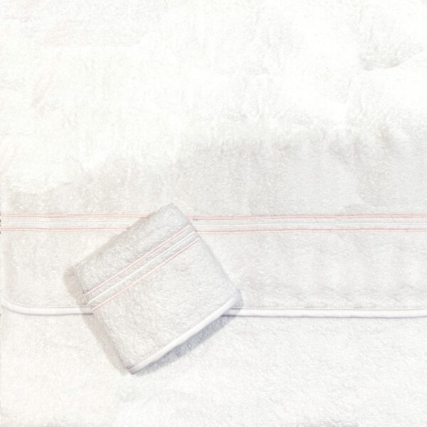 3 Lines Towel Set  (3 Pcs) - White / Pink