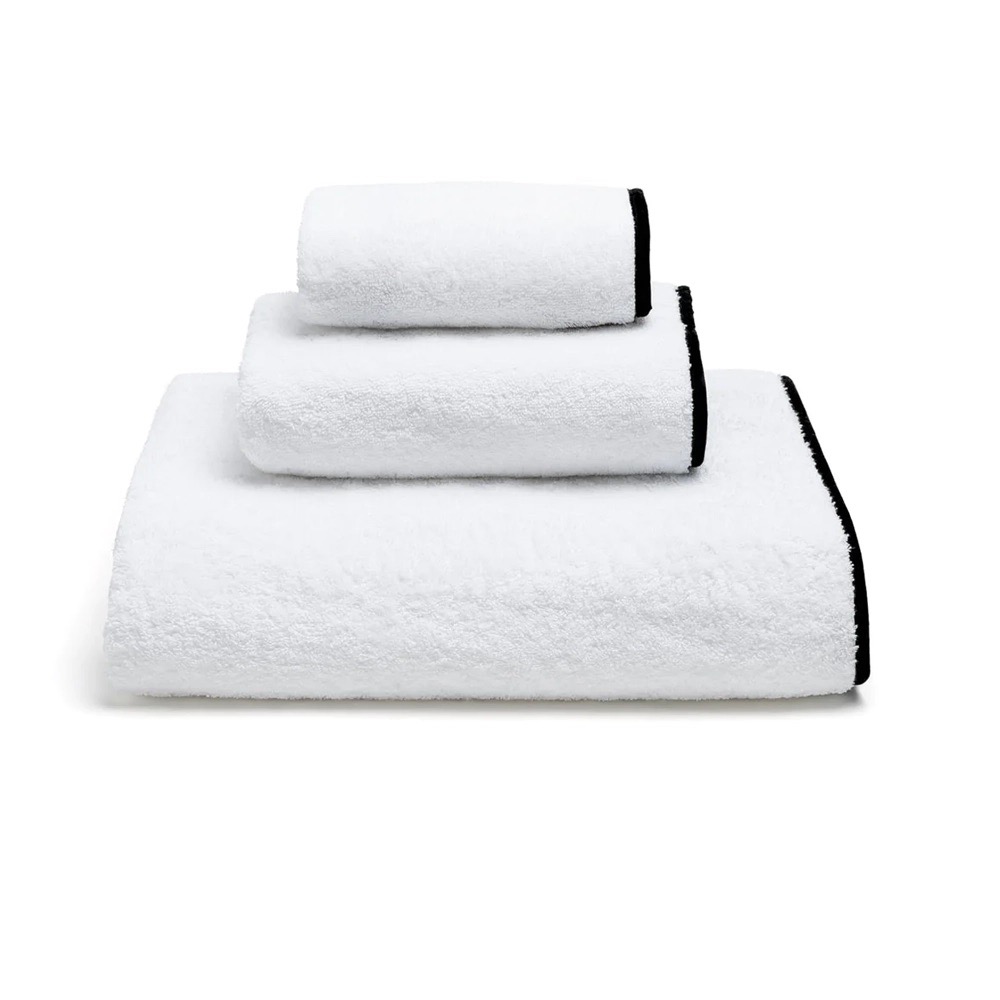 Towel Set with Piping - White / Black