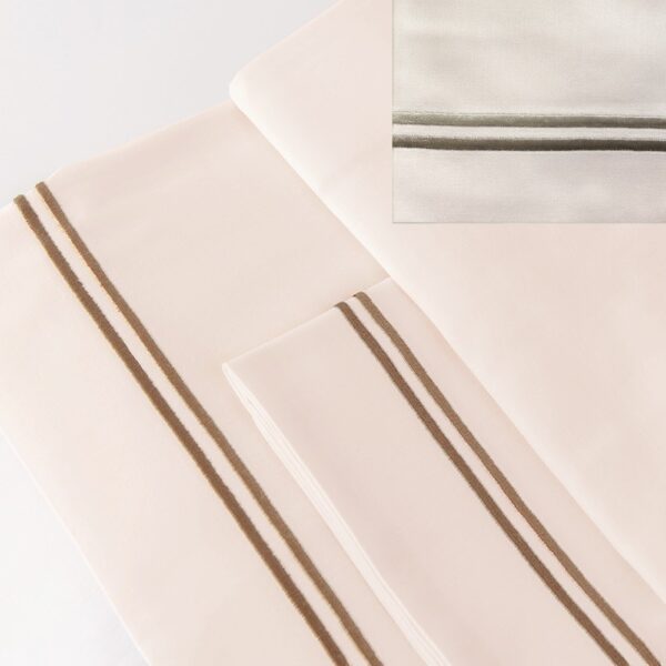 Double Sheet Set 2 Lines - Powder / Beige - light beige
